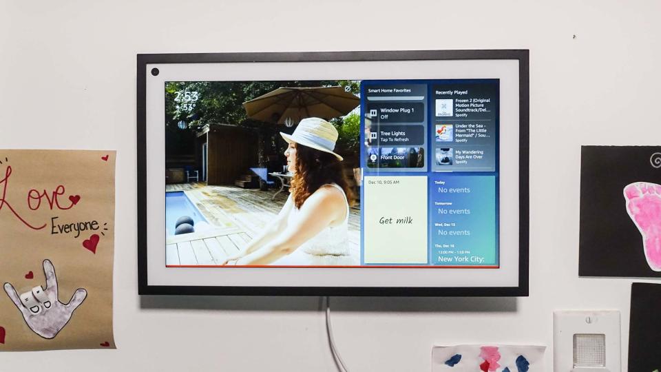 Amazon Echo Show 15 displayed on wall