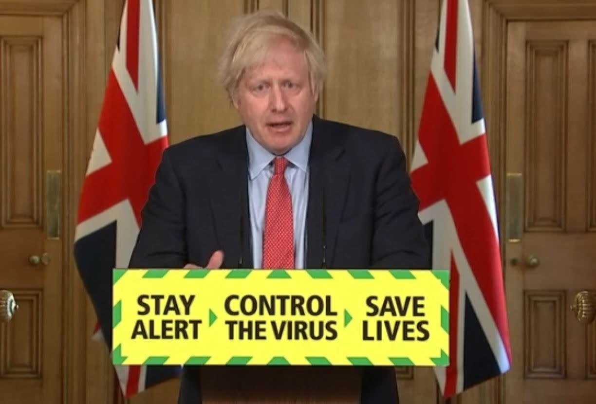 Prime Minister Boris Johnson during a media briefing in Downing Street, London, on coronavirus (COVID-19). (Photo by PA Video/PA Images via Getty Images)