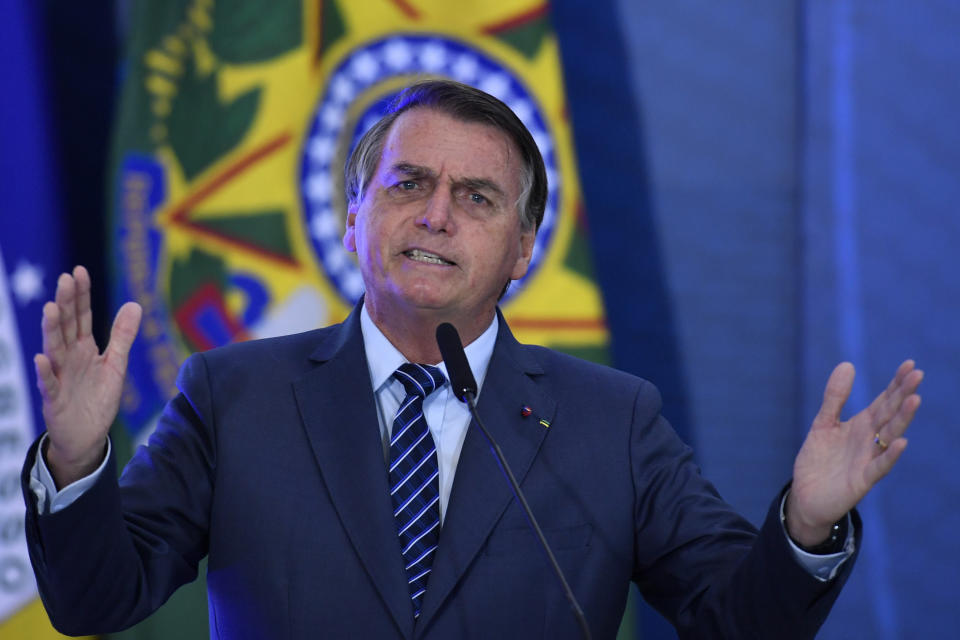 The President of the Republic, Jair Bolsonaro, this Wednesday, May 5, during the opening ceremony of the week of communications held at the Planalto Palace. 