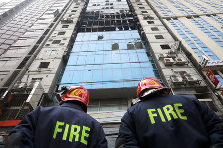 A building is seen where a fire broke out in Dhaka, Bangladesh, March 29, 2019. REUTERS/Mohammad Ponir Hossain