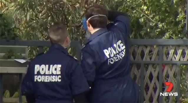 Forensic police at the home of a Perth woman who was raped on Monday night. Source: 7 News