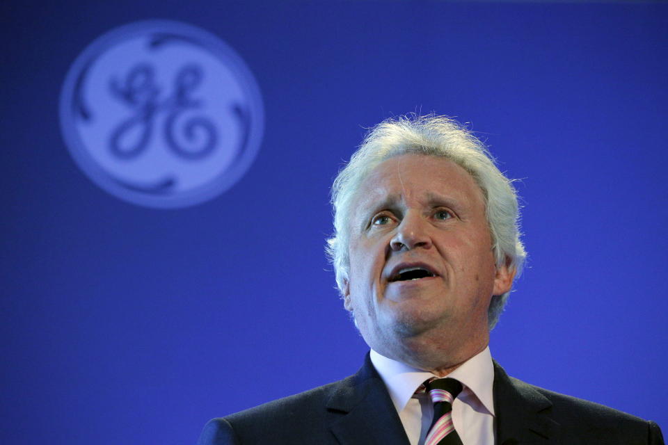 General Electric Co Chief Executive Jeff Immelt speaks at a news conference in Boston, Massachusetts, in this April 4, 2016, file photo. REUTERS/Brian Snyder/Files  GLOBAL BUSINESS WEEK AHEAD PACKAGE - SEARCH 'BUSINESS WEEK AHEAD APRIL 18'  FOR ALL IMAGES