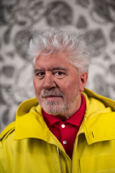 Director Pedro Almodovar, from the film, "Parallel Mothers," poses for a portrait on Saturday, Oct. 9, 2021 in New York, NY.