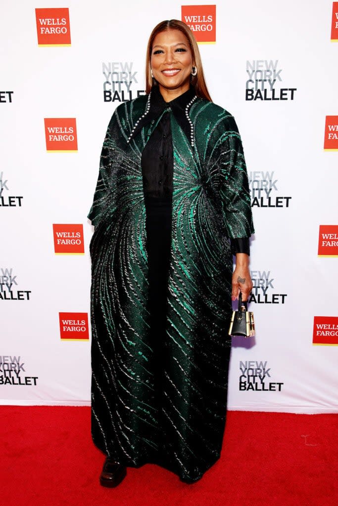 Queen Latifah’s rapper style has been left behind as she attends the New York Ballet 2022 Fall Fashion Gala at David H. Koch Theater at Lincoln Center. (Dimitrios Kambouris/Getty Images)