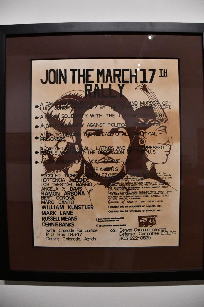 Mexican-American art collector Adrianna Abarca found this 1970s poster at an estate sale. The poster is on display with 60 other works of Chicano art at El Pueblo History Museum in Pueblo, Colo., until the end of 2022.