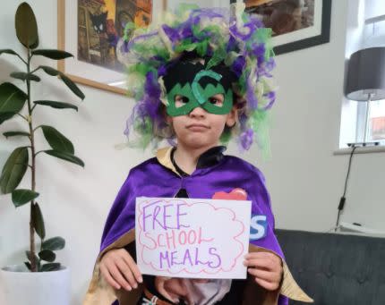 Vicki Gamble's daughter Betsy went to school dressed as 'Coronagirl'