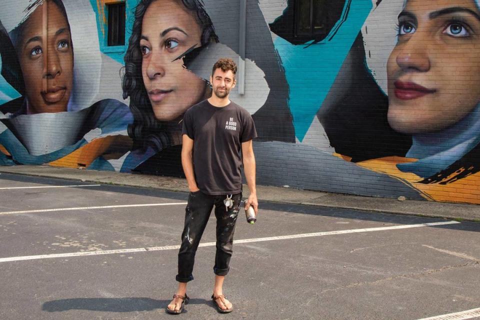 Artist Nick Napoletano had to repaint his mural after it was vandalized on Wednesday, July 21, 2021.