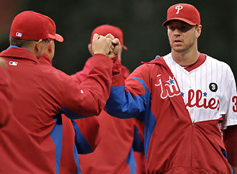 Game 5 starter Roy Halladay recovered from a slow start to retire 21 straight batters in the Phillies' Game 1 win