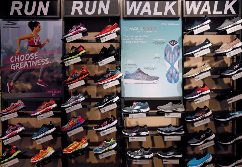 The Skechers branded running shoes are seen at a show room in Colombo