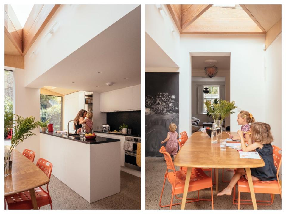 An extension now means there’s space for a dining area in the kitchen, freeing up the old dining room to become a much-needed playroom (Jim Stephenson 2022)