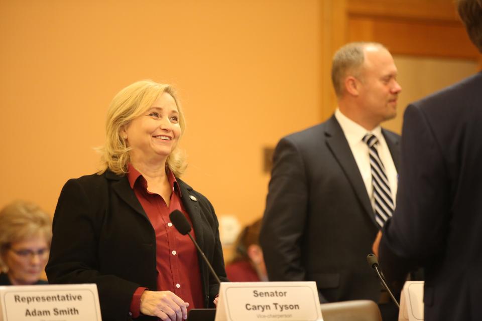 Sen. Caryn Tyson, R-Parker, is the top senator on tax policy. Behind her is Rep. Adam Smith, R-Weskan, the top representative on taxes.