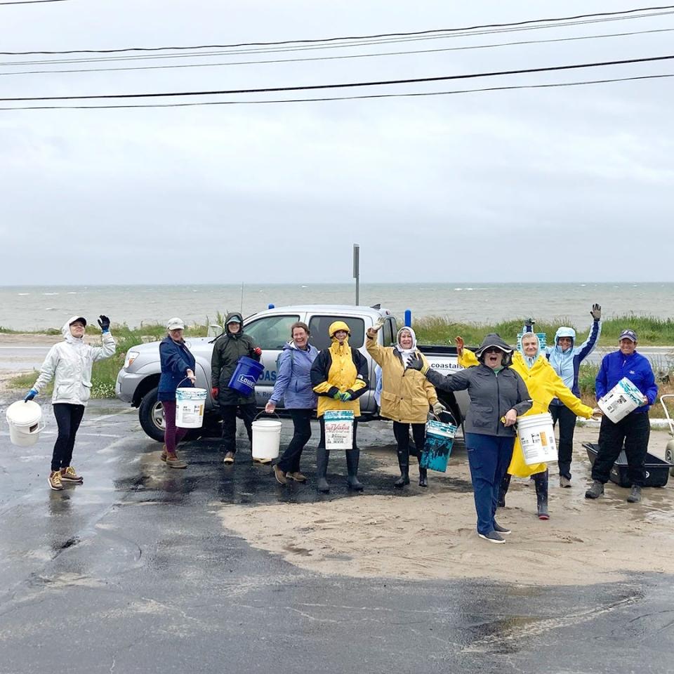 Volunteers with the Center for Coastal Studies participate in a beach cleanup for World Ocean Day earlier this year.