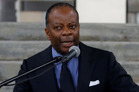 FILE PHOTO: Todd Robinson, Charge d'Affaires of the U.S. Embassy for Venezuela, talks to the media during a news conference in Caracas, Venezuela May 18, 2018. REUTERS/Carlos Garcia Rawlins/File Photo