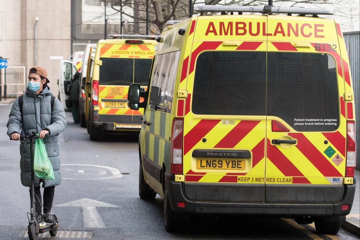 <p>Ambulances at the Royal London Hospital in London</p> (PA)