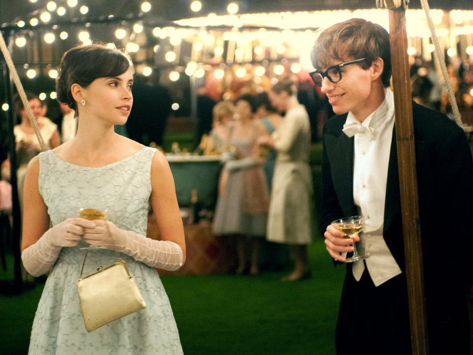 Felicity Jones as Jane Hawking and Eddie Redmayne as Stephen Hawking in "The Theory of Everything."