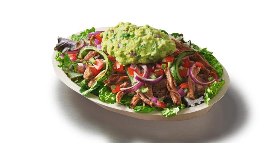 A Chipotle bowl with carnitas.