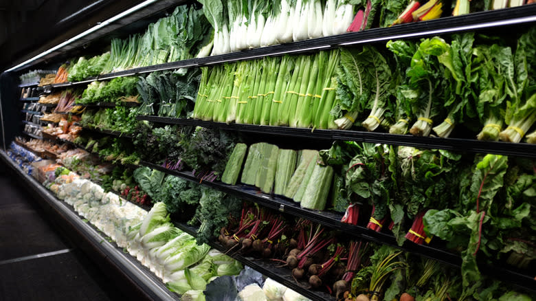 Vegetable aisle in grocery store