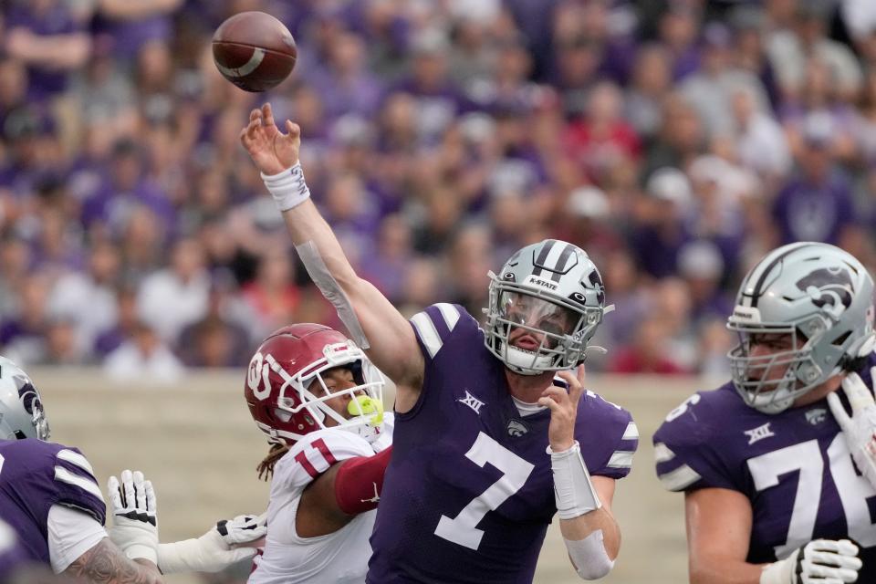 Kansas State coach Chris Klieman said Tuesday that he expects quarterback Skylar Thompson (7) to be ready to play on Feb. 4 when the Wildcats face LSU in the Texas Bowl.