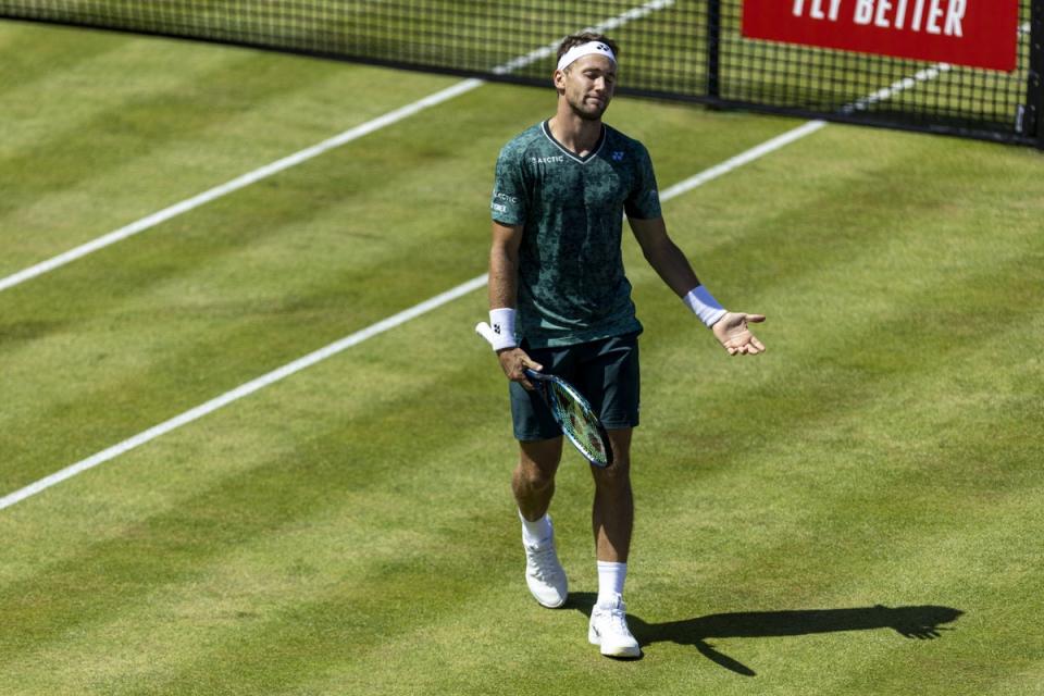 Casper Ruud was beaten by Ryan Peniston at Queen’s Club (Steven Paston/PA) (PA Wire)