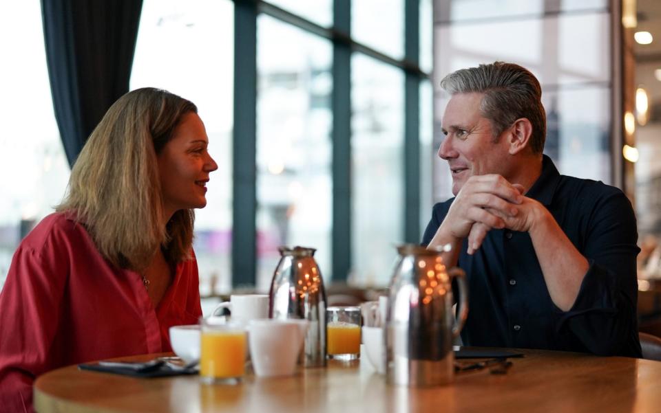 Keir Starmer and his wife Victoria have breakfast in the Pullman Hotel on the morning he delivers his keynote speech at the Labour Party conference - Ian Forsyth/Getty Images Europe