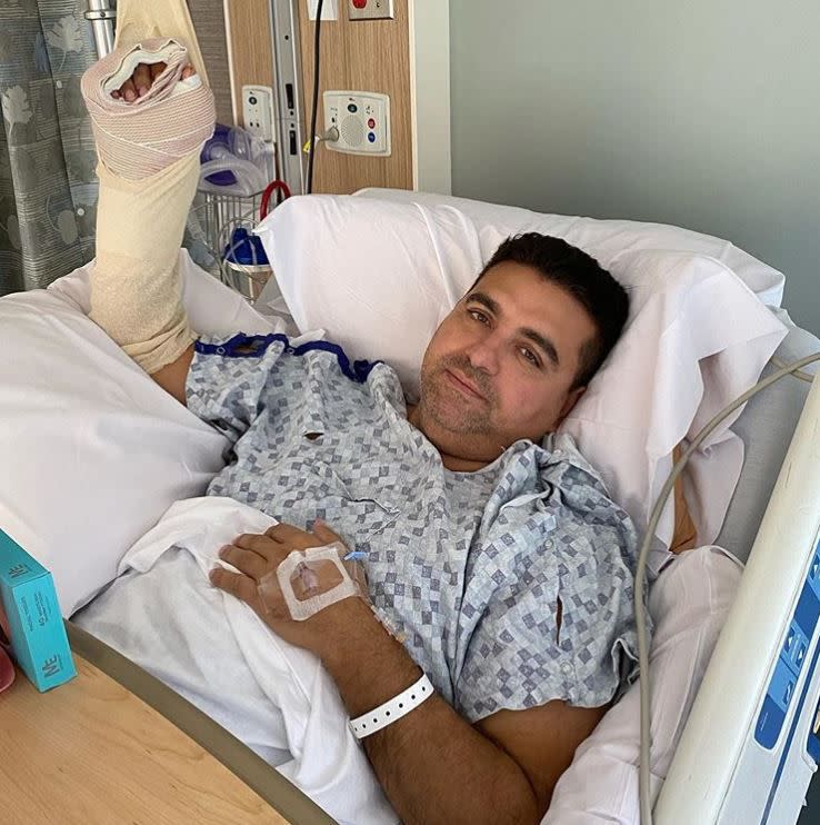 “I was involved in a terrible accident a few days ago...,” “Cake Boss” star Buddy Valastro captioned a photo of himself in a hospital bed on Sept. 23, 2020, following an accident in his home bowling alley. “What do you think of my new accessory? #recoveryjourney #positivevibes #ironfist #cakeboss #buddyvalastro”. Valastro’s hand was impaled in his home’s bowling alley.