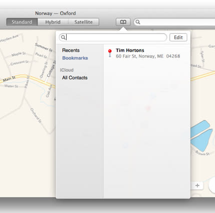 Maps Bookmarks OS X