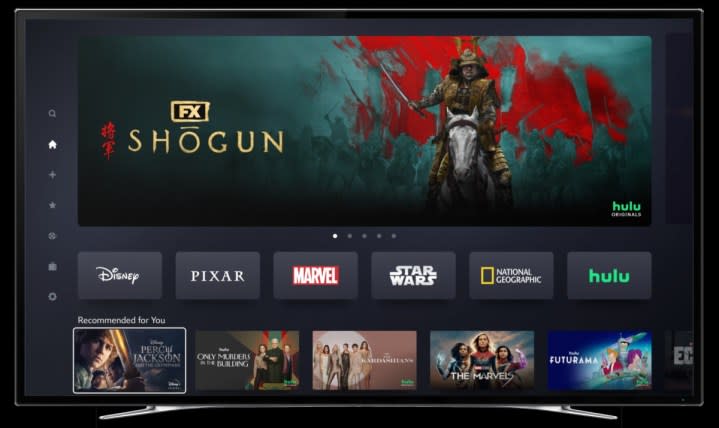 Disney+ homescreen featuring Hulu content.