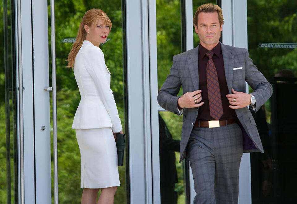 Gwyneth Paltrow and Guy Pearce in Marvel Studios' "Iron Man 3" - 2013<br>WATCH: <a href="http://movies.yahoo.com/blogs/movie-talk/exclusive-iron-man-3-trailer-shows-tony-stark-164716198.html" data-ylk="slk:Exclusive 'Iron Man 3' trailer;elm:context_link;itc:0;sec:content-canvas;outcm:mb_qualified_link;_E:mb_qualified_link;ct:story;" class="link  yahoo-link">Exclusive 'Iron Man 3' trailer</a>