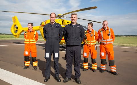 The Duke of Cambridge starting his final shift with the East Anglian Air Ambulance out of Marshall Airport in Cambridge, 27 July 2017 - Credit: Heathcliff O'Malley/TMG