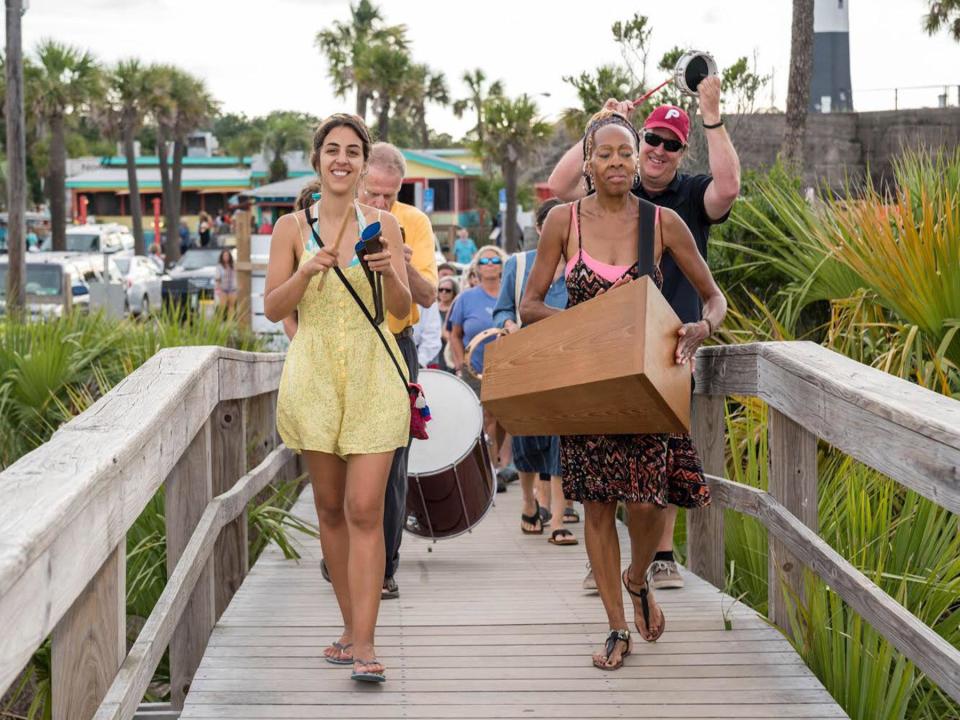 Participants of the 2019 Juneteenth Wade In March to the beach on Tybee Island.