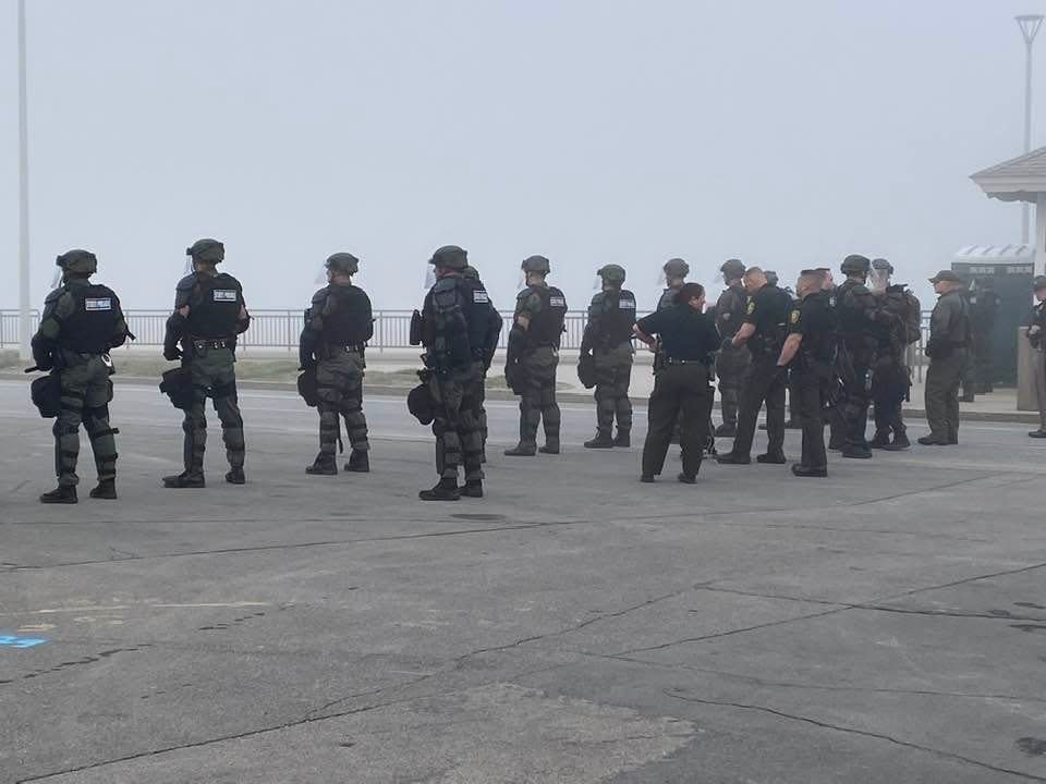 Police at Hampton Beach dispersed a large crowd Saturday, May 21, 2022. The latest in a series of incidents planned via social media brought traffic on Ocean Boulevard to a standstill.