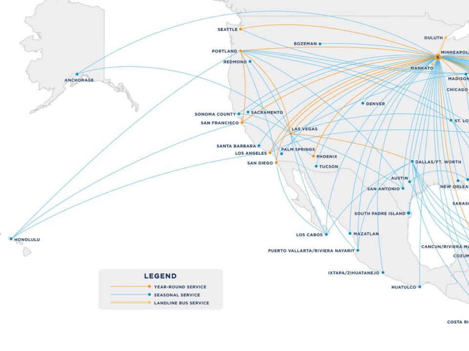 Sun Country Airlines route map