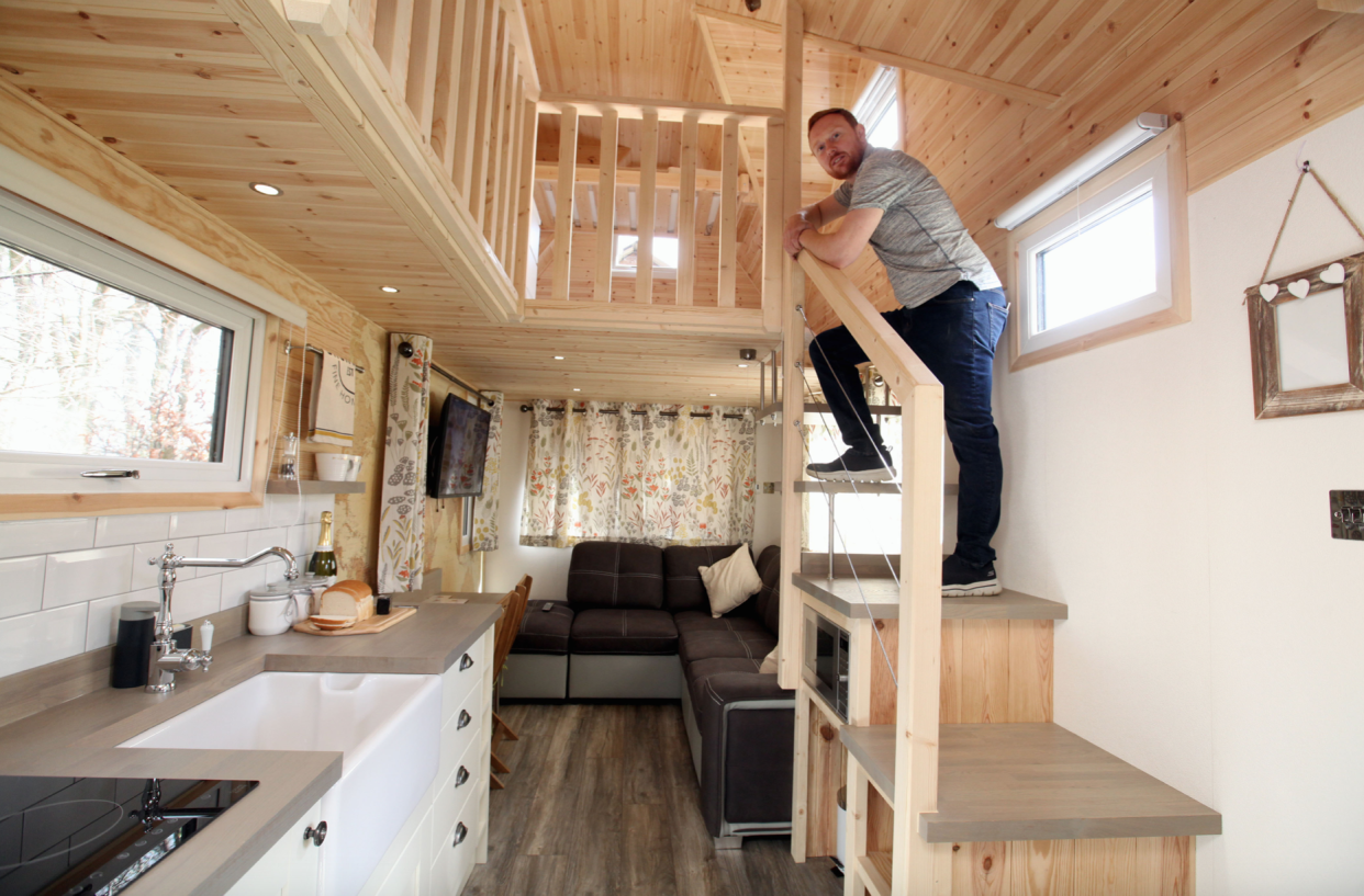 Chris Marsh constructed the 140 sq ft home to save hundreds of pounds every month. (Caters)