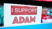 I Support Adam signs flood the SCG.