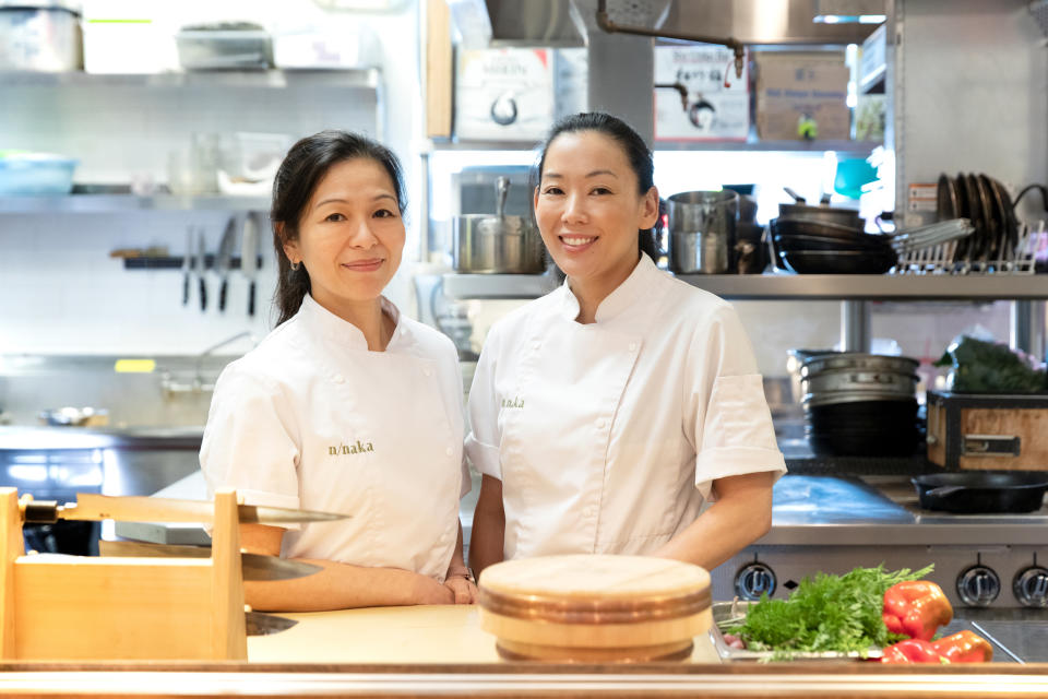Chef Niki Nakayama and sous chef Carole Iida-Nakayama in Michelin restaurant n/naka. (Zen Sekizawa)