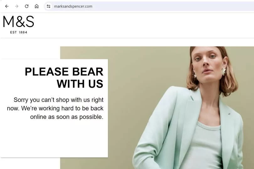Photo shows the error message on the Marks and Spencer website