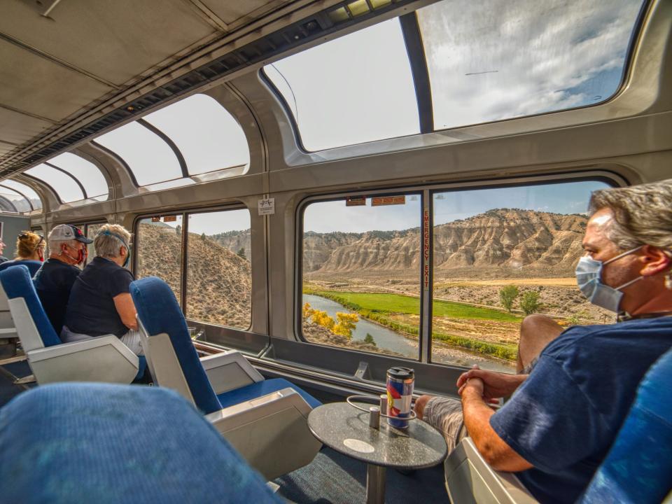 views of the landscape from an amtrak viewliner