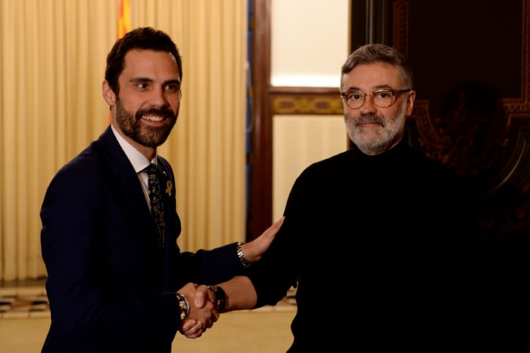 Newly elected Catalan parliament speaker Roger Torrent met Thursday with leaders of parties in the assembly to designate the candidate with most support