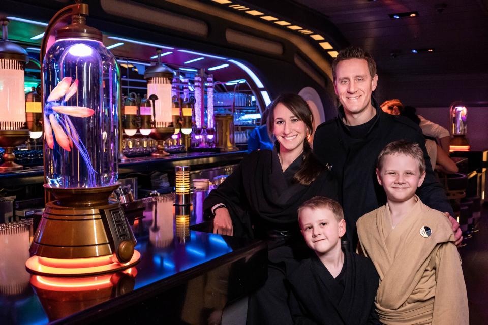 Writer and her family in the Sublight lounge