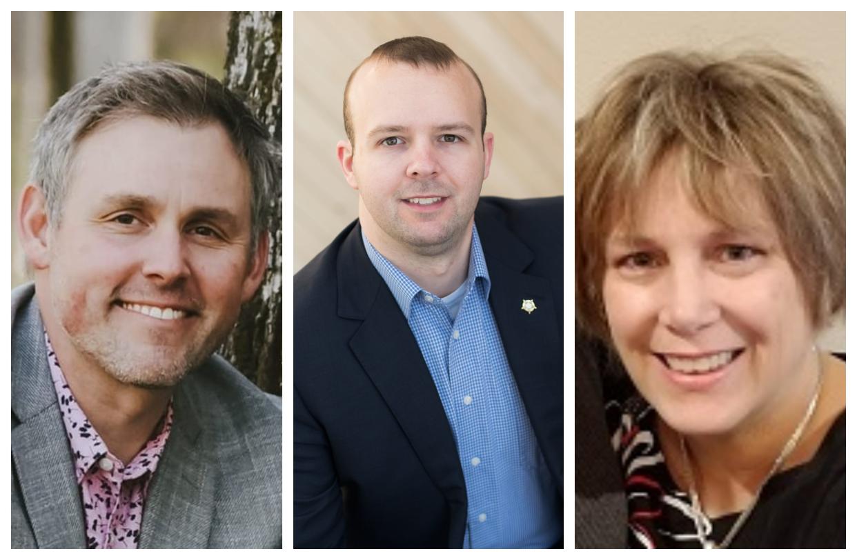From left, Tim Kasparek, Skylar Limkemann and Chris Olney earned victories in Tiffin's city election on Tuesday, Nov. 7, 2023.
