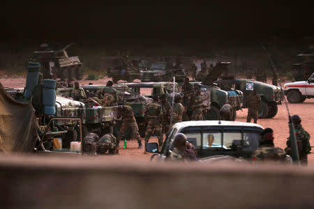 ECOWAS soldiers are seen in a camp at the border of Gambia in Karang, Senegal , January 20, 2017. REUTERS/Thierry Gouegnon