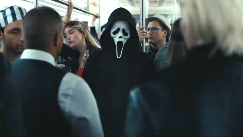 Ghostface on the subway in Scream 6 movie teaser trailer