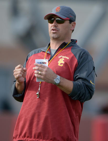 New USC coach Steve Sarkisian during spring practice. (Kirby Lee/USA TODAY Sports)