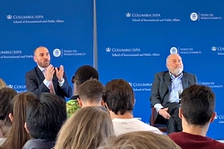 Martín Guzmán y su mentor Joseph Stiglitz, esta semana en la universidad de Columbia