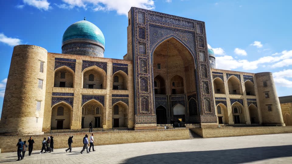 Each mausoleum in Samarkand is disparate, but the whole melds together in a sparkling jigsaw of a jewel box, brocaded with glossy turquoise and aquamarine tiles.   - Meher Mirza