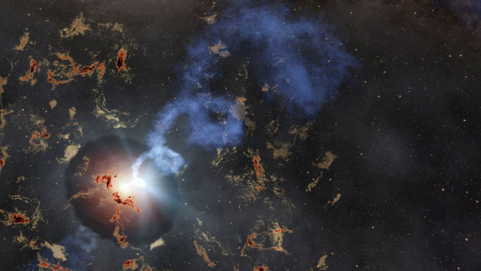 An artist's illustration depicts energetic flares releasing from a distant stellar corpse. - ZTF/Caltech