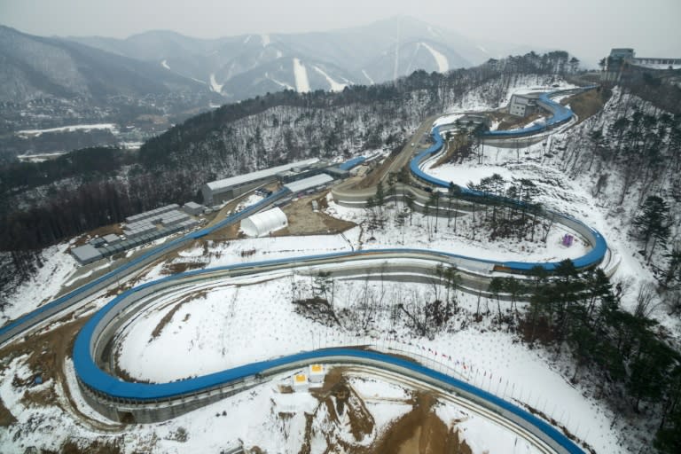 A general view of the under-construction bobsleigh venue for the 2018 Winter Olympic Games in Pyeongchang, South Korea