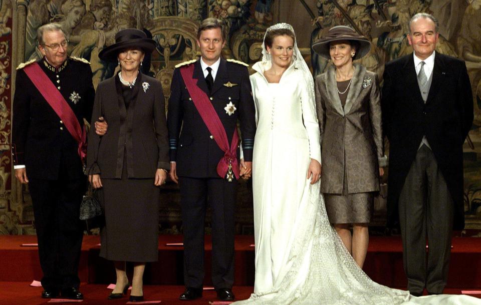 Queen Mathilde of Belgium on her wedding day