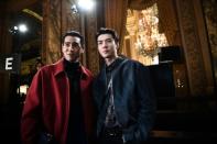 Taiwanese actor Eddie Peng (L) and South Korean rapper Sehun attended the Berluti show