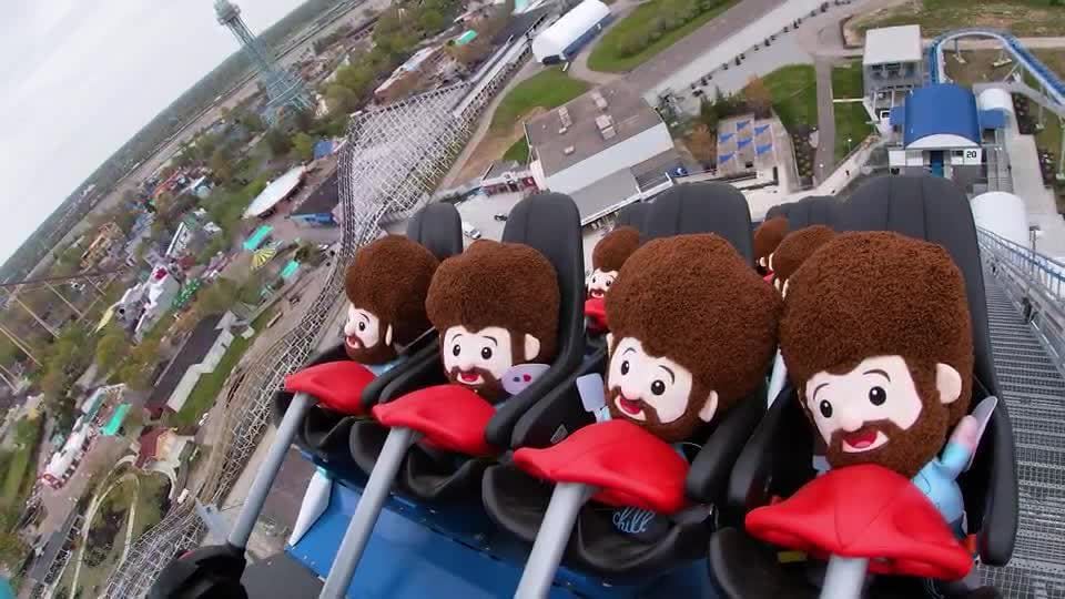 Kings Island released a video in May 2021 with a train full of Bob Ross doll riding the Orion roller coaster. Watch the video here: https://www.whio.com/news/local/video-kings-island-sends-plush-bob-ross-dolls-test-run-new-roller-coaster/7NPNOH2FPZGW5PVAADVP3YAW7E/